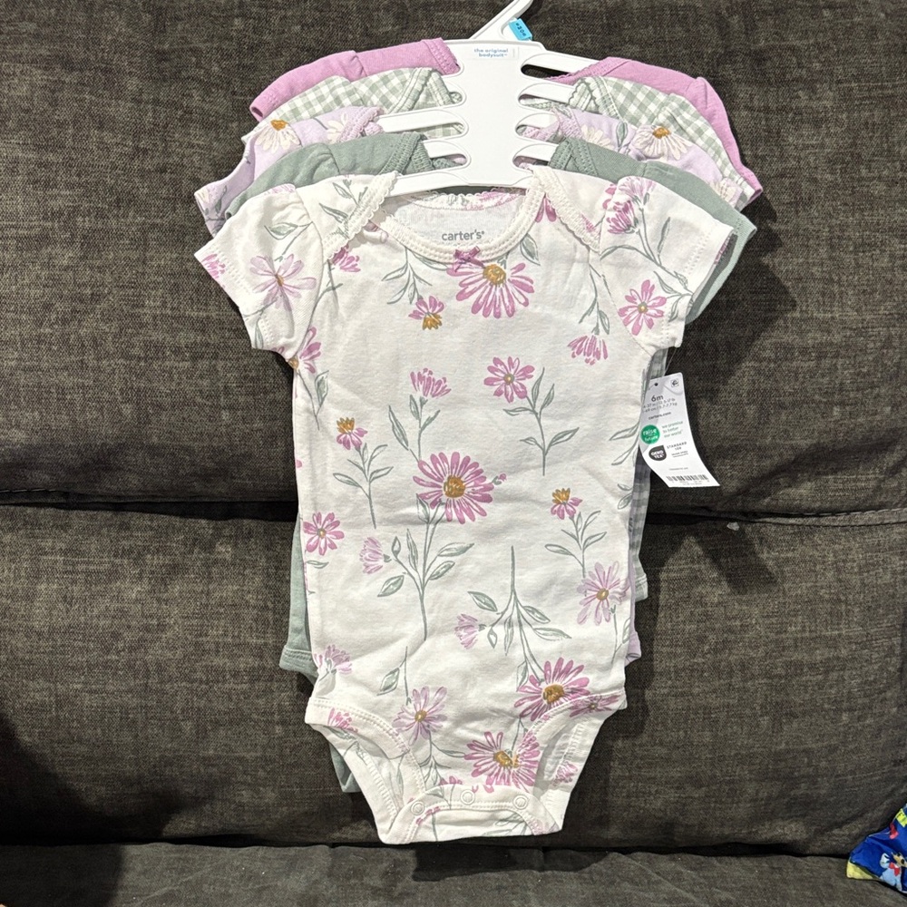 Carter's Pink and White Floral Bodysuit Set